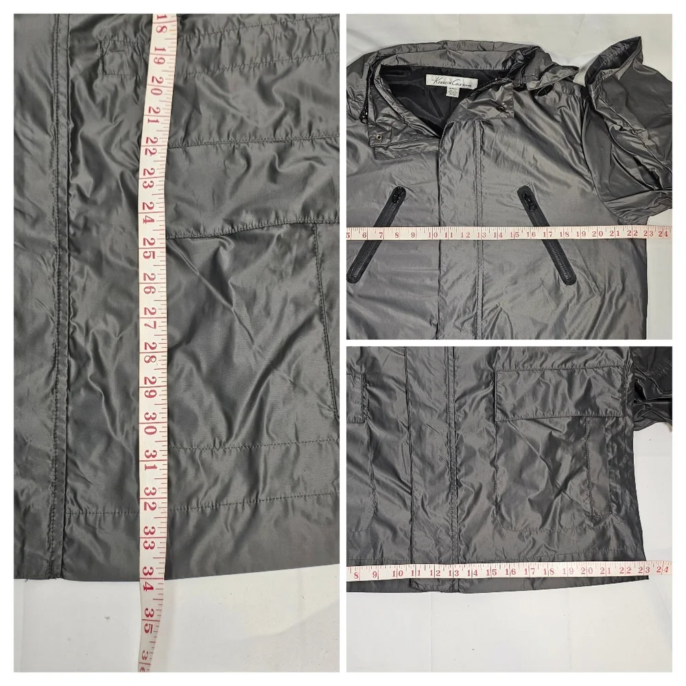 Kenneth Cole hooded lightweight parka jacket in dark silver. Men's Sm. EUC - Picture 4 of 13